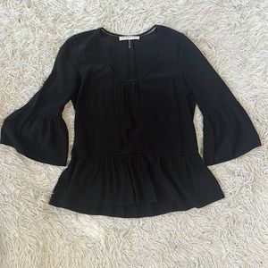 Trina Turk Lilias Silk Crepe De Chine Ruffle Sleeve Blouse